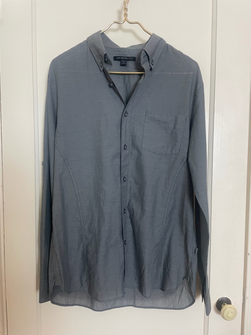 John Varvatos Lightweight Grey Cotton Button-Down Shirt